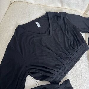 Black V-Neck Women's Crop Top